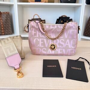 Versace Shoulder Bag Small Fabric Pink / Gold